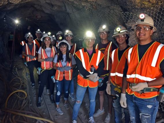 a tour group in a mine